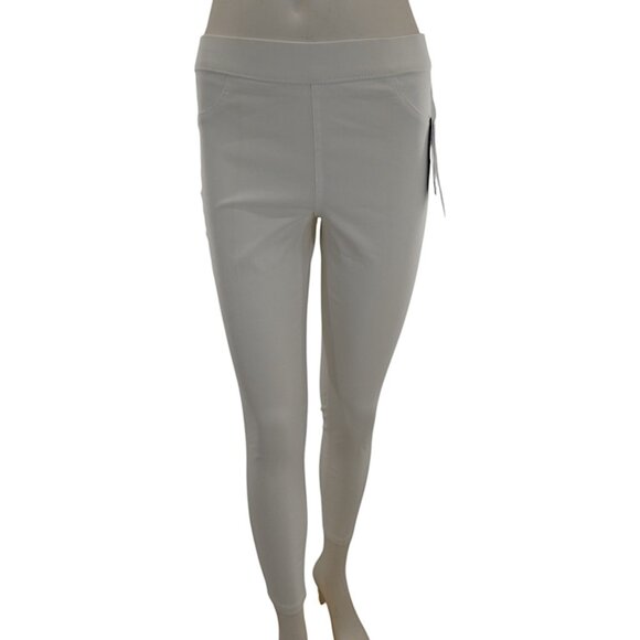 Chic Minimalist Officecore White Pull-On Pants Sleek Slim Fit Zac & Rachel 6P - Picture 1 of 12